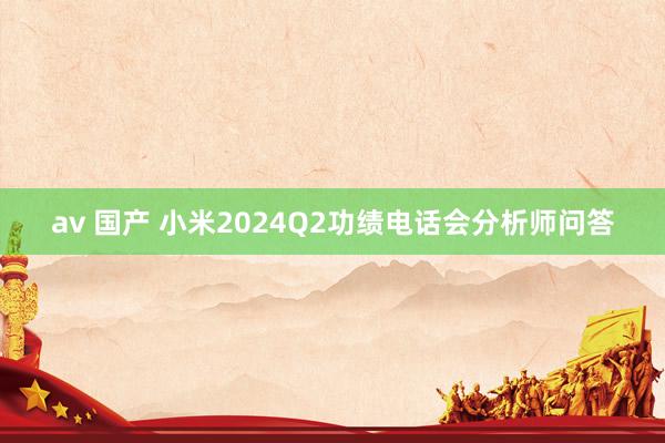 av 国产 小米2024Q2功绩电话会分析师问答