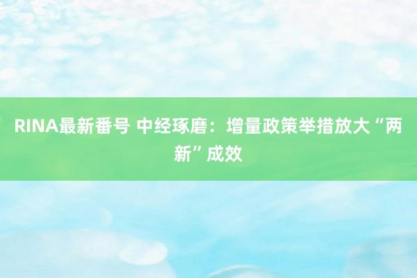 RINA最新番号 中经琢磨：增量政策举措放大“两新”成效