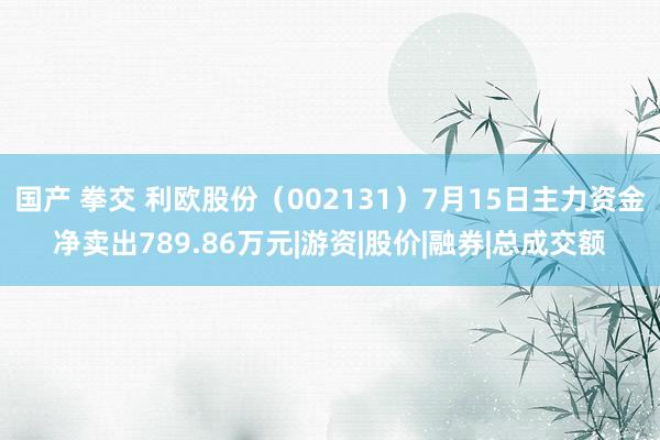 国产 拳交 利欧股份（002131）7月15日主力资金净卖出789.86万元|游资|股价|融券|总成交额